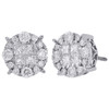 14K White Gold Genuine Diamond Round Studs 10.75mm Circle Halo Earrings 1.50 Ct.