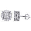 14K White Gold Genuine Diamond Round Studs 10.75mm Circle Halo Earrings 1.50 Ct.