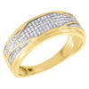 Diamond Wedding Band Mens 10K Yellow Gold Round Cut Pave Engagement Ring 0.26 Ct