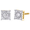 10K Yellow Gold Solitaire Round Diamond Square 4 Prong Earring 6.5mm Stud 1/2 CT