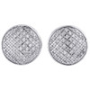 Diamond Round Earrings .925 Sterling Silver Pave Circle Design Studs 0.33 Ct.