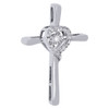 10K White Gold Dancing Diamond Cut Out Heart & Cross Pendant 0.10 CT.