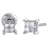 14K White Gold Princess Diamond Studs Quad Set Mini 5mm 3D Earrings 0.25 Ct.