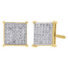 10K Yellow Gold Diamond Square Studs Pave Set 8.20mm 4 Prong Earrings 0.25 Ct.