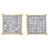 10K Yellow Gold Diamond Square Studs Pave Set 8.20mm 4 Prong Earrings 0.25 Ct.