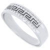 Diamond Wedding Band 10K White Gold Round Cut Greek Key Engagement Ring 1/5 Ct.