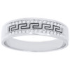 Diamond Wedding Band 10K White Gold Round Cut Greek Key Engagement Ring 1/5 Ct.