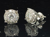 Herren-Damen-Ohrstecker aus 14-karätigem Weißgold mit Halo-Diamanten im Rundschliff und Solitär, 2 ct.