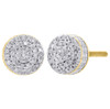 Mens Ladies 10K Yellow Gold 3D Circle Real Diamond Domed Stud Earrings 0.25 Ct.