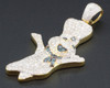 Doughboy Blue Diamond Pendant 10K Yellow Gold Round Cut Pave Set Charm 1.50 Ct.