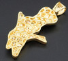 Doughboy Blue Diamond Pendant 10K Yellow Gold Round Cut Pave Set Charm 1.50 Ct.