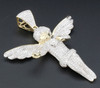 Diamond Mini 3D Angel Pendant 10K Yellow Gold Round Cut Wings Charm 4.15 Ct.