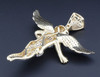 Diamond Mini 3D Angel Pendant 10K Yellow Gold Round Cut Wings Charm 4.15 Ct.