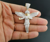 Diamond Mini 3D Angel Pendant 10K Yellow Gold Round Cut Wings Charm 4.15 Ct.