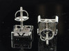 Diamond Square Earrings 10K White Gold Round Cut Pave 3D Studs 1/4 Tcw.