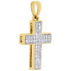 10K Yellow Gold Genuine Diamond Cross Pendant 0.75" Women's Pave Charm 0.11 CT.