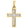 10K Yellow Gold Genuine Diamond Cross Pendant 0.75" Women's Pave Charm 0.11 CT.