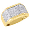Diamond Pinky Ring 10K Yellow Gold Mens Pave Set Round Cut Wedding Band 0.26 Ct.