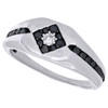 Black Diamond Wedding Band Round Cut Sterling Silver Engagement Ring 0.51 Ct.
