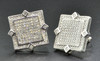 Diamond Studs Square Shape 4 Point Mens Ladies 10K White Gold Earrings 0.52 Ct.