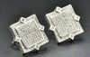 Diamond Studs Square Shape 4 Point Mens Ladies 10K White Gold Earrings 0.52 Ct.