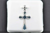 Blue Diamond Passion Cross Pendant 10K White Gold 1/4 CT. Charm