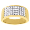 Diamond Wedding Band Mens 10K Yellow Gold Round Cut 10mm Pinky Ring 0.96 Tcw.