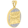10K Yellow Gold Diamond Last Supper Circle Medallion Pendant Pave Charm 0.48 CT.