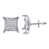 10K White Gold Mens Ladies Genuine Diamond Studs 4 Prong Kite Earrings 0.26 Ct.