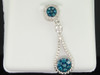 Ladies 10K White Gold Flower Teardrop Blue Diamond Pendant Charm For Necklace