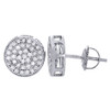 10K White Gold Diamond Circle Pave Studs Concave 10mm Mens Earrings 0.75 Ct.