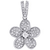 10K White Gold Genuine Diamond Fancy Dasiy Flower Petal Pendant Charm 0.34 CT.