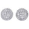 14K White Gold Princess & Round Diamond Double Halo Circle Stud Earrings 0.38 Ct