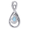 10K White Gold Created Blue Topaz & Diamond Teardrop Pendant 0.10 CT.