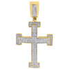 10K Yellow Gold Diamond Cross Domed Pendant Mens Pave Charm 1.93 Inch 0.55 Ctw.