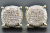 Diamond 3D Circle Earrings 10K Yellow Gold Pave Round Cut 0.62 Ct Studs