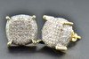 Diamond 3D Circle Earrings 10K Yellow Gold Pave Round Cut 0.62 Ct Studs