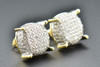 Diamond 3D Circle Earrings 10K Yellow Gold Pave Round Cut 0.62 Ct Studs