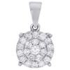 10K White Gold Diamond Circle Pendant Ladies Cluster Charm 2 CT.