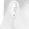 Diamond Square Domed Studs 10K Yellow Gold Round Pave Fashion Earrings 0.20 Tcw.
