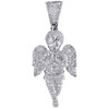 Angel Diamond Pendant 10K White Gold 3D Baby Face Mini Charm Jesus 1.25 CT