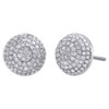 10K White Gold Real Diamond Half Circle Earrings 3D Dome 10mm Pave Studs 0.70 CT