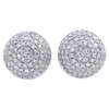 10K White Gold Real Diamond Half Circle Earrings 3D Dome 10mm Pave Studs 0.70 CT