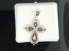 Ladies 10K White Gold Black Diamond Jesus Cross Pendant Charm For Necklace .55Ct