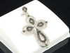 Ladies 10K White Gold Black Diamond Jesus Cross Pendant Charm For Necklace .55Ct