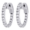 10K White Gold Diamond In & Out Hoops Round Hinged Earrings 0.65" Long 1 CT.