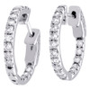 10K White Gold Diamond In & Out Hoops Round Hinged Earrings 0.65" Long 1 CT.