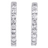 10K White Gold Diamond In & Out Hoops Round Hinged Earrings 0.65" Long 1 CT.