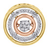 10K Tri Color Gold Dancing Diamond Circle Pendant Flower Necklace 1/6 CT.