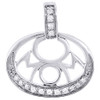 .925 Sterling Silver Diamond Ladies Oval Mom Pendant w/ 18" Chain - 0.12 Ct